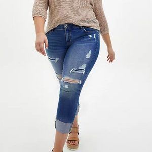 Torrid Boyfriend Crop Distressed Jeans